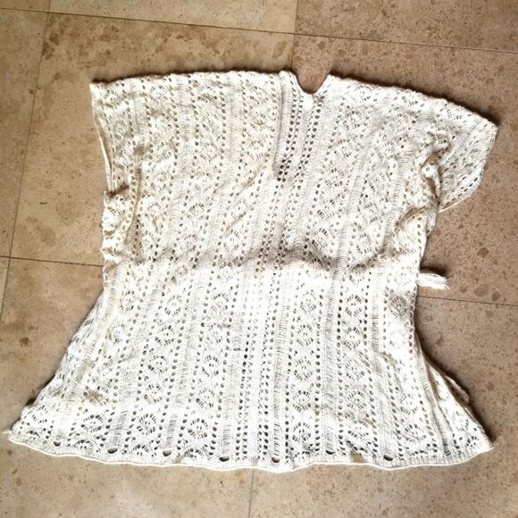 Crochet open weave pull over vneck sweater top (?L) - Picture 2 of 2